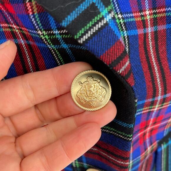 NWT J. Crew Black Red Blue Nipped in Blazer in Stewart Tartan Plaid size 2 - Picture 5 of 13